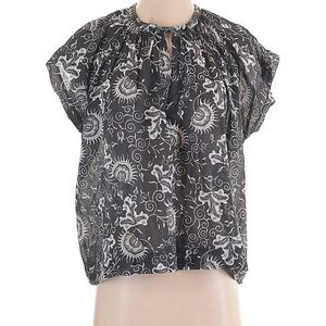 Ulla Johnson peasant blouse printed black size 2